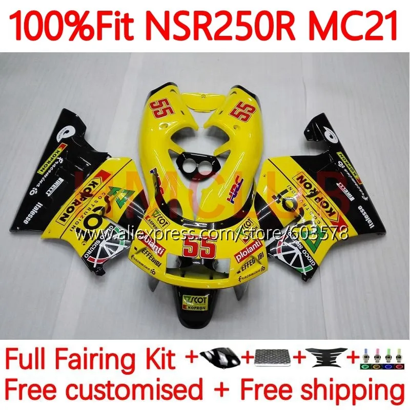 

Инъекция для HONDA NSR 250 R NSR250 RR MC21 PGM3 NSR250R 1990 1991 1992 NSR 250R 90 91 92 93, желтый, со склада, обтекатель 125No.11