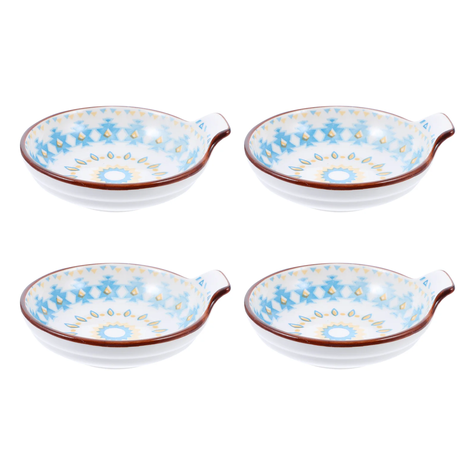

4pcs Dinner Seasoning Dishes Dipping Sauce Plates Household Dishes With Handle