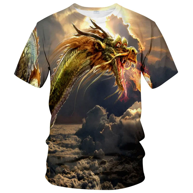 

3D Dragon Printed T Shirt for Men Clothing Vintage Streetwear Ajatar Graphic T-Shirt Pop Women Tops Tee Casual Kids Short Sleeve