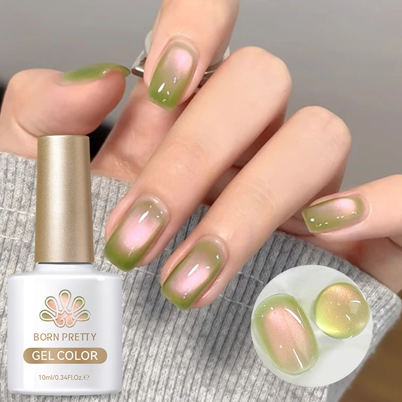 Фото BORN PRETTY Guava Цветной магнитный гель с изображением кота, сверкающий зеленый стеклянный шарик, дуб Off, УФ-гель для дизайна ногтей, лак для салона, дома, сделай сам №5