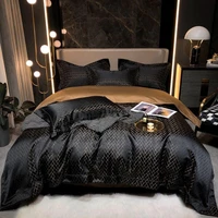 black satin silk duvet cover sets with cotton bed sheet pillowcases rich silky soft us queen king cal king 46pcs bedding set