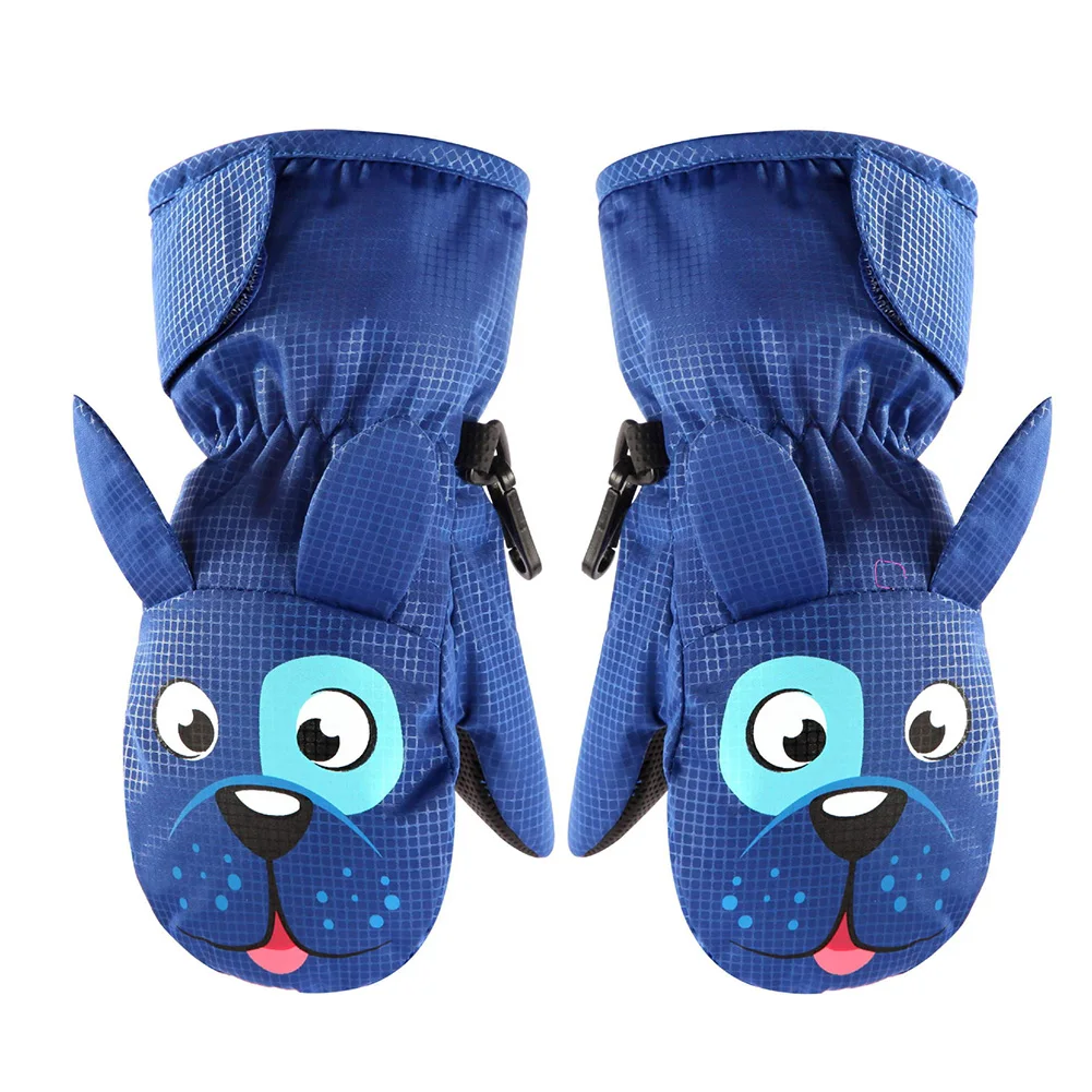 

1pair Girl Boy Children Ski Gloves Winter Snowboard Cute Cartoon Kids Mittens Full Finger Baby Cycling Climbing Waterproof Warm