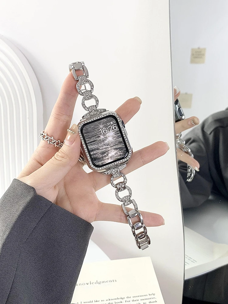 Strap For Apple watch band 44mm 40mm 42mm 38mm 41mm 45 stainless steel Metal bracelet magnetic Milanese loop Apple watch 34567se