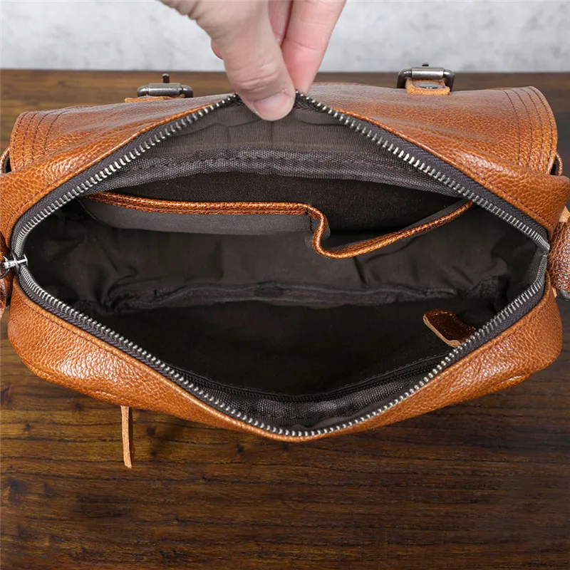 Outdoor casual natural genuine leather men messenger bag fashion daily luxury first layer cowhide designer tablets shoulder bag