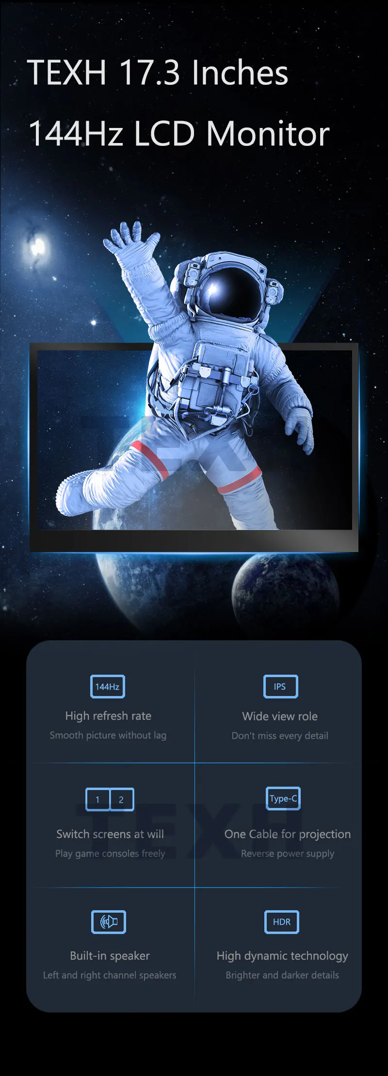 17 3 144hz monitor portable gaming screen for switch ps5 4 x box ips gamer laptop pc second extended screen phone game display free global shipping