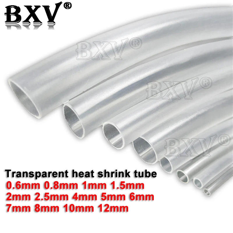 

5Meter 0.6mm 0.8mm 1mm 1.5mm 2mm 5mm 6mm 7mm 12mm Transparent Clear Heat Shrink Tube Shrinkable Tubing Sleeving Wrap Wire Kits