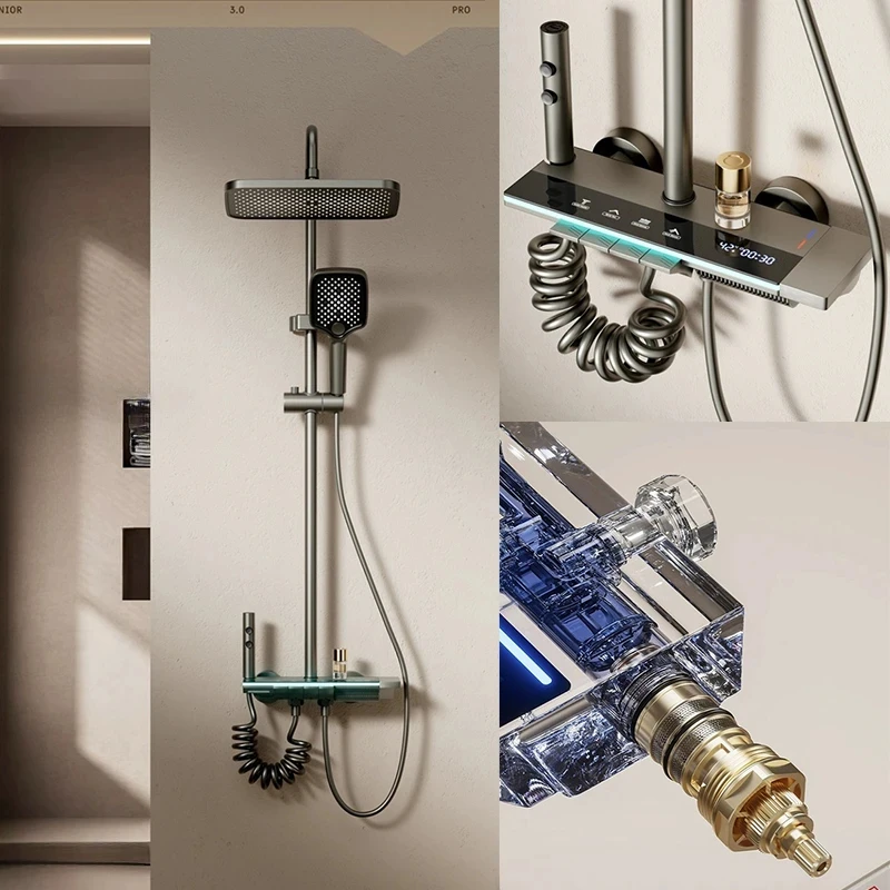 Полностью медный душевой набор с постоянной температурой насадка для душа и под