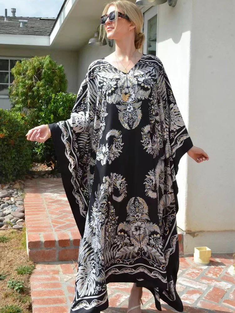 

Beach Kaftans for Women Swimsuit Cover Ups for Swimwear Vintage Bohemian Plus Size Dresses Summer Holiday Bathing Suits