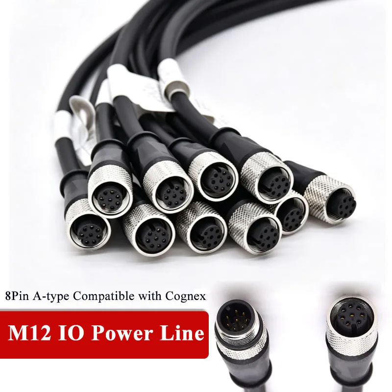 Фото Кабель связи M12 8-контактный, тип A, совместимый с Cognex, силовой кабель, штекер-гнездо, экранированный, серия 5000, CCB-84901-0102-05 №2