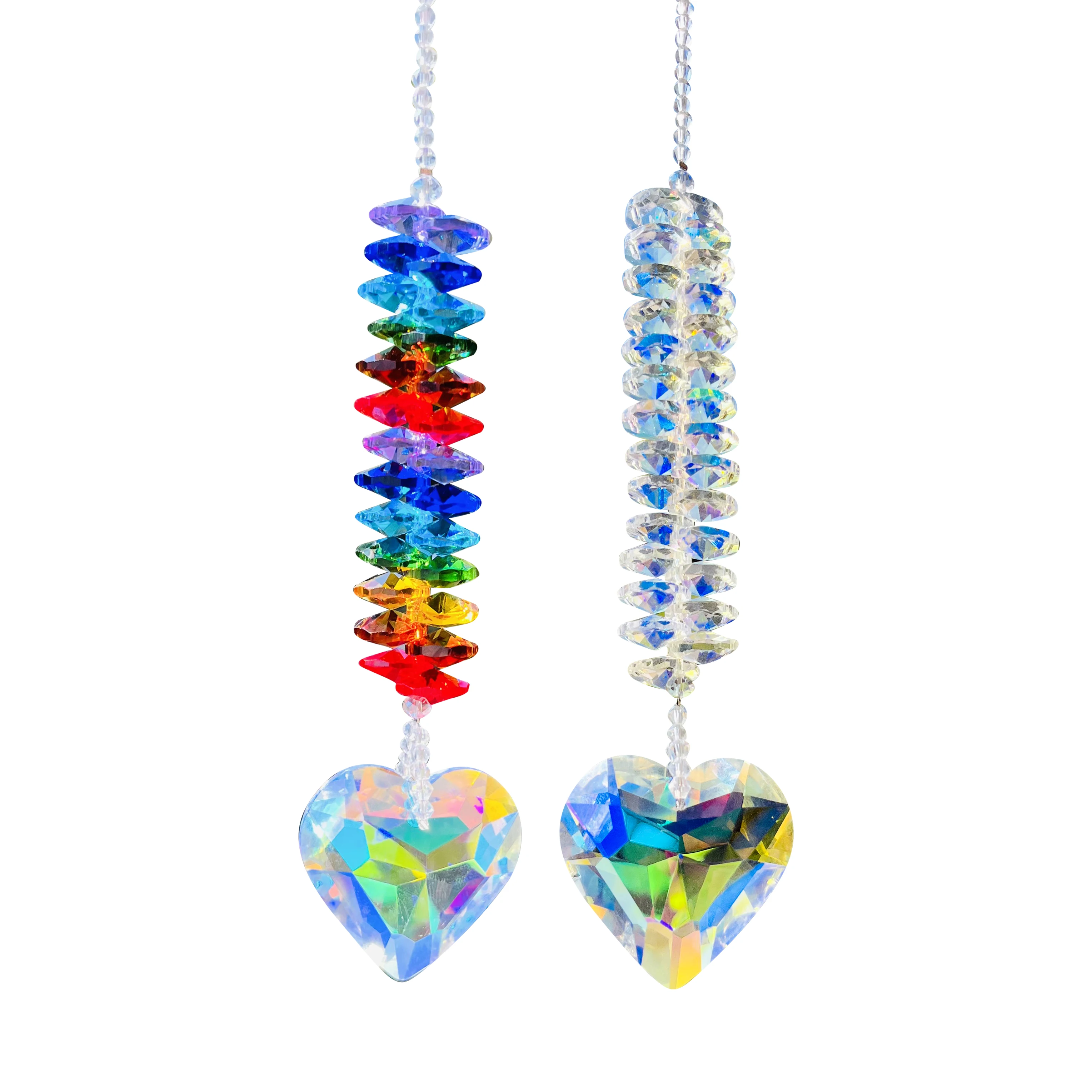

Fire Polished AB Color Love Heart Octagon Bead Crystal Prism Pendant Rainbow Suncatcher Sparkling Wedding Streamer Hanging Decor