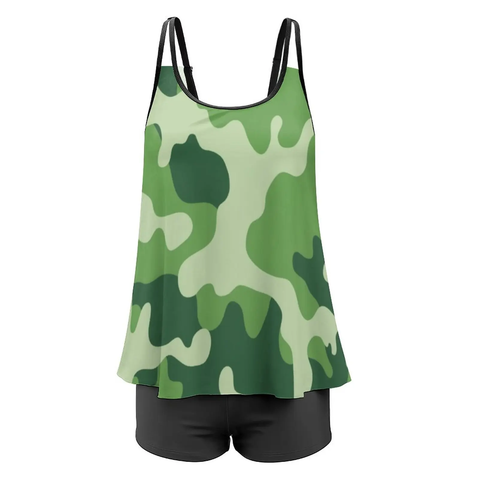 Зеленый Камуфляжный купальник камуфляжный Танкини с военным принтом из 2