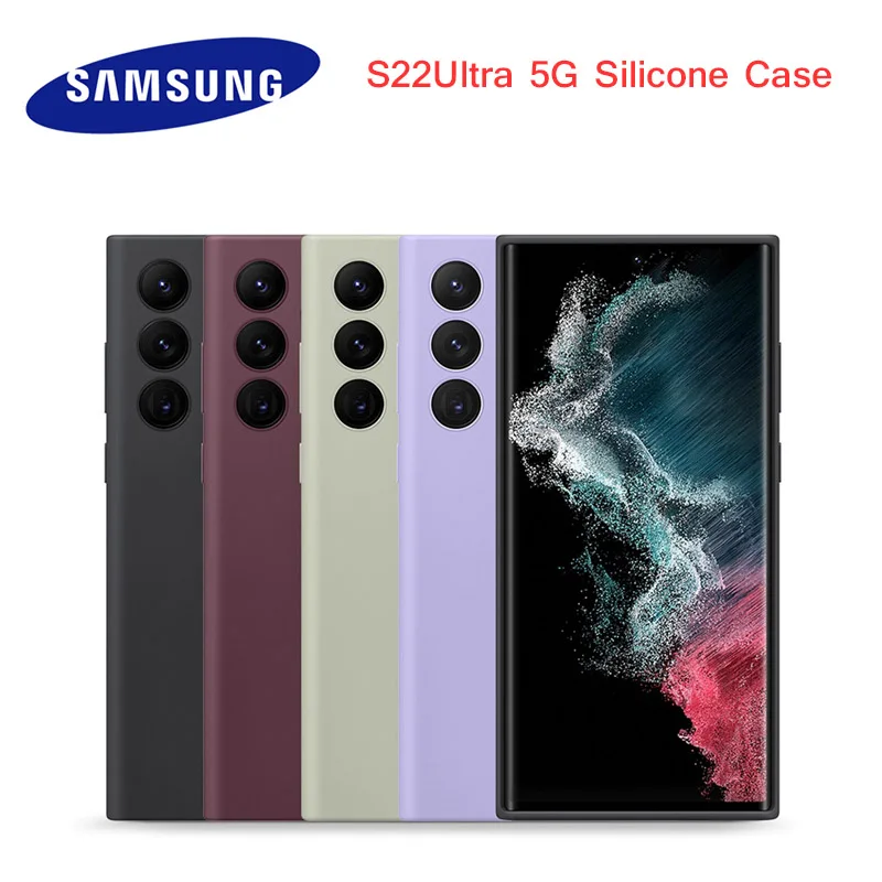 

Original SAMSUNG Galaxy S22 Ultra 5G Case Silky Liquid Silicone Cover Soft-Touch Full Protect Fall Preventor Shell +Box,EF-PS908