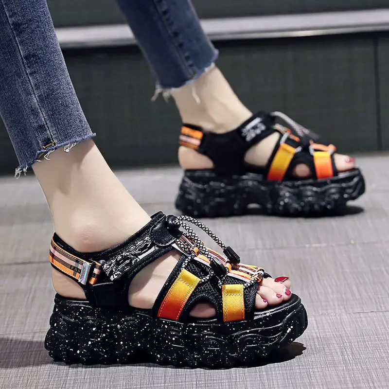 

Сандалии женские на толстой подошве, модные удобные пляжные туфли для отдыха и пляжа, лето