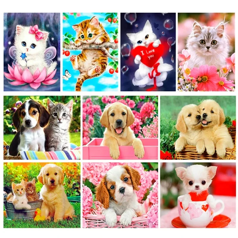 

5D алмазная живопись «сделай сам», милая кошка, собака, искусство, подарки, алмазная вышивка, мозаика, Набор для вышивки крестиком, рукоделие, ...