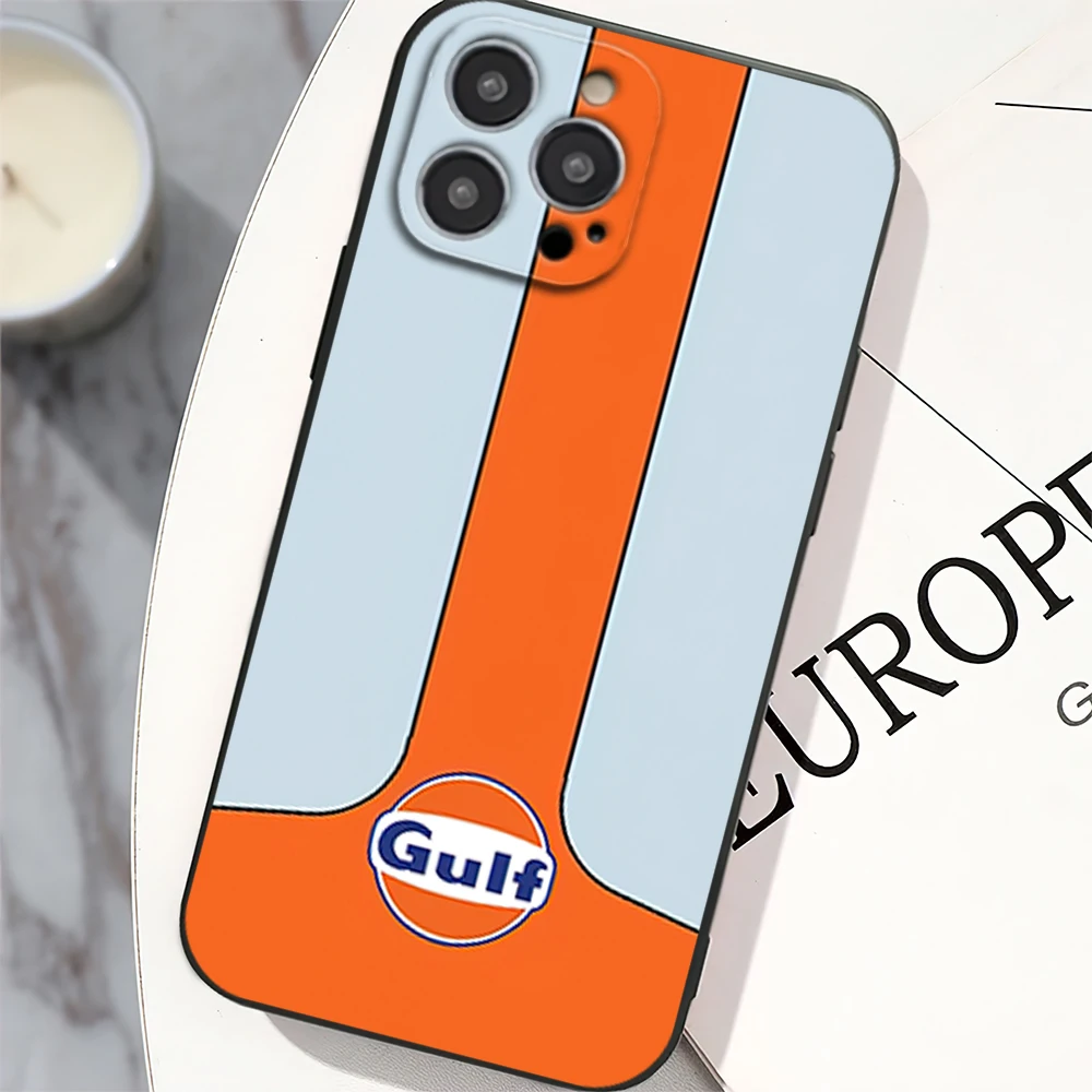 G-GULF Phone Case for iPhone 12 11 13 14 15 16 Max Pro Plus Black Soft Silicone Cover