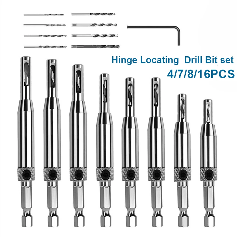 

1 Set Self Centering Hinge Drill Bit Door Cabinet Hinge Locating Hole Cutter Woodworking Tool HSS Center Drill Bit 5/64-1/4
