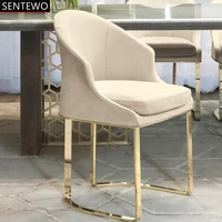 SENTEWO Free Shipping Luxury Duke Dining Chair Gold Stainless Steel Leather Chairs Use With The Dining Table Kitchen Furniture