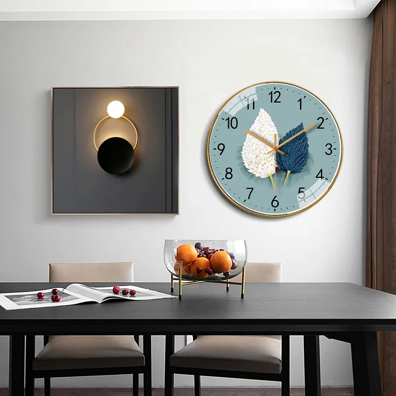

Noiseless Quartz Wall Watch Clock For Porch Balcony Corridor Wall Clock Simple Round Quartz Clock Light Shadow Art Wall Clock