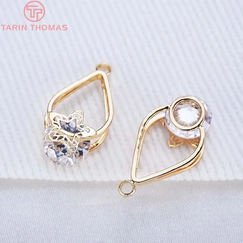 (1162) 4 шт. 11x12 мм 24 К золотого цвета латунь с цирконом овальная виноградная лоза