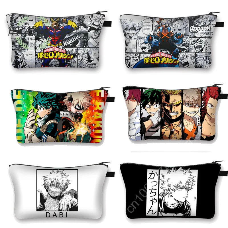 

Anime Cosmetic Bags Boku My Hero Academia for Women Storage Lipstick Organizer Makeup Cases Coin Purse Portable Canvas Small Bag
