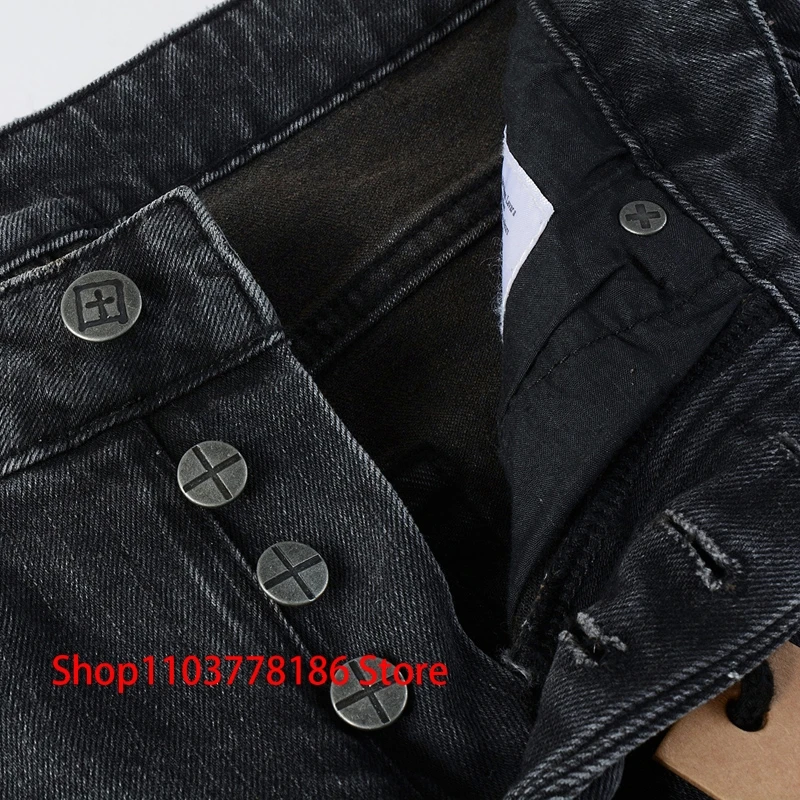 Мужские джинсы KSUBI Cross винтажные потертые индивидуальные тканевые рваные узкие