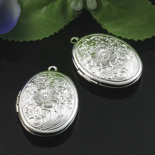 

2pcs Wholesale SILVER Plated 23*29mm Oval PHOTO LOCKET Blank for Necklace Pendant&Charm DIY Necklace Jewelry Making