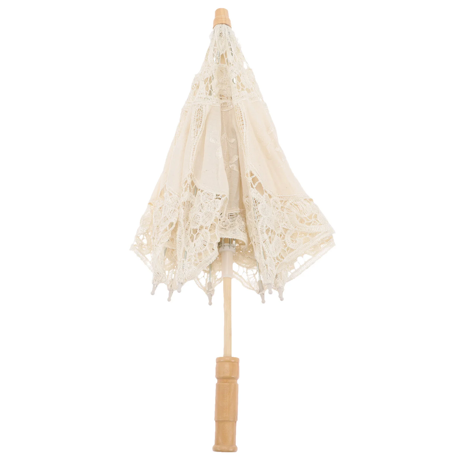 

Stage Umbrella Costume Accessory Bride White Lace Trim Photo Wedding Prop Decorative Wood Bridal Miss Props
