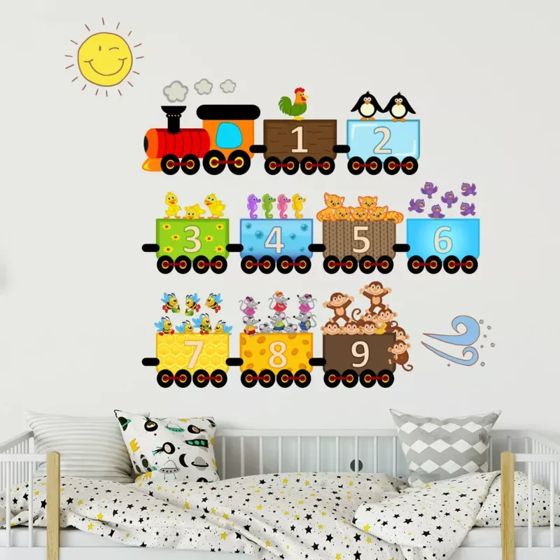 

Wall Sticker Cartoon Number Train Pattern PVC Self-Adhesive Removable Stickers Child‘s Bedroom Decorative Wallpaper Home Decor