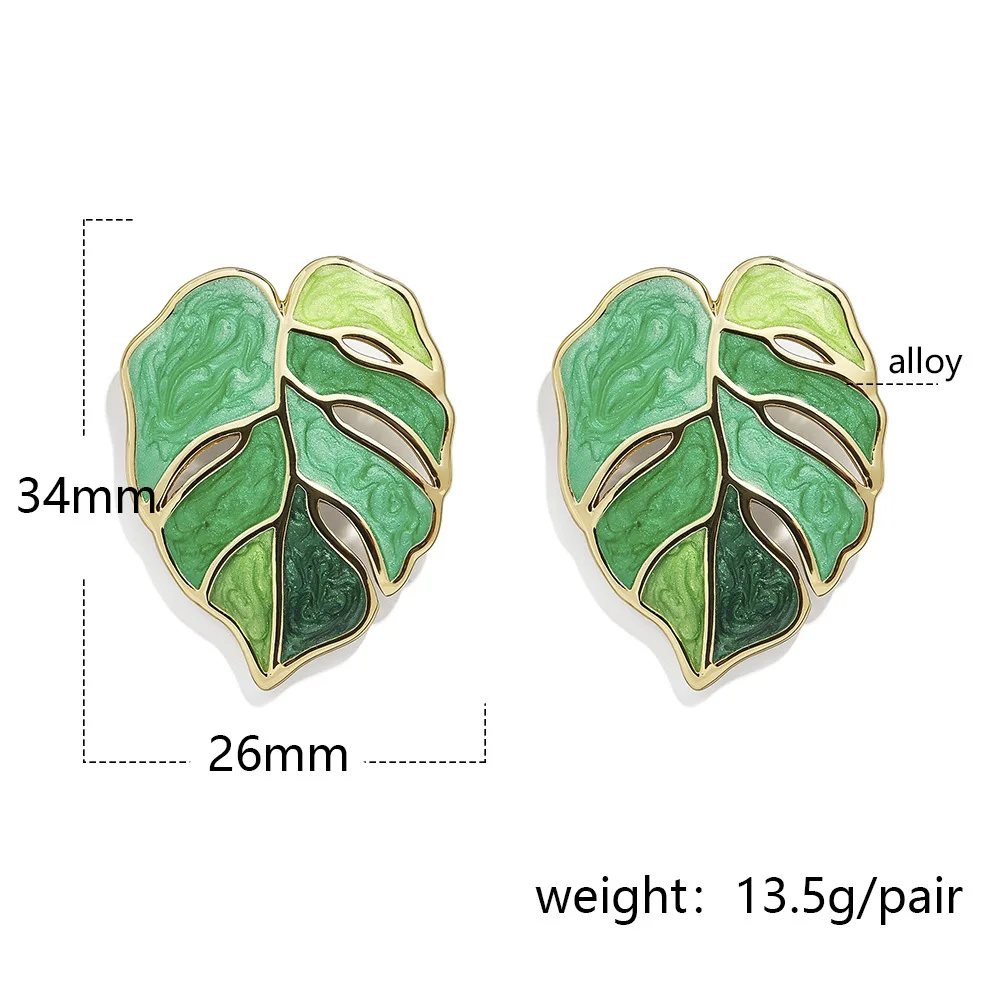 2023 New Fashion Creative Leaf Oil Drip Earrings For Women Small and Delicate Ladies Birthday Party Gift Jewelry Wholesale