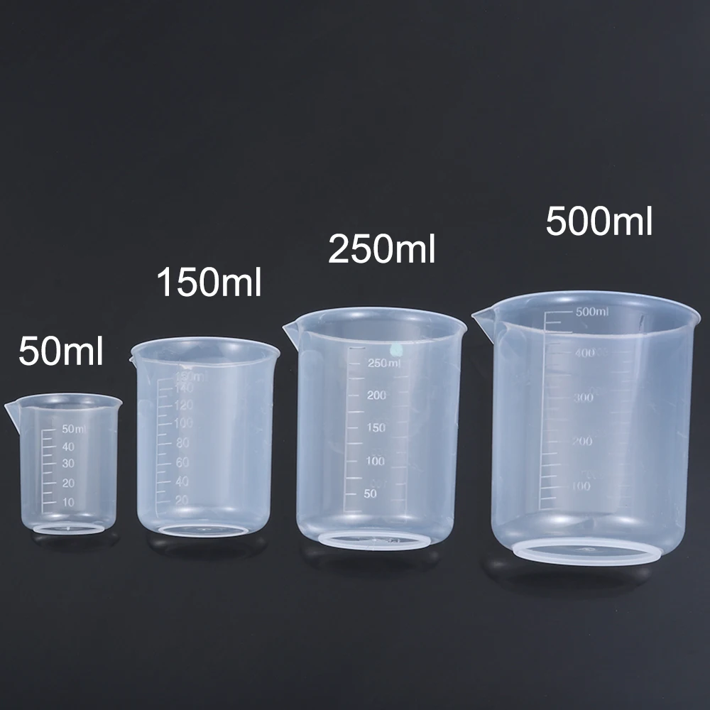 

50/150/250/500ml Measuring Cup Chemical Laboratory Beaker Graduated Cup Transparent Plastic Mug Durable Baking Measurement Tool