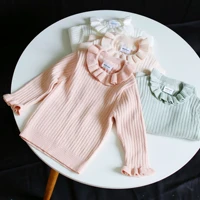 autumn winter new baby girls turtleneck sweater solid kids knit shirts for girls bottoming tops soft cotton children knitwear