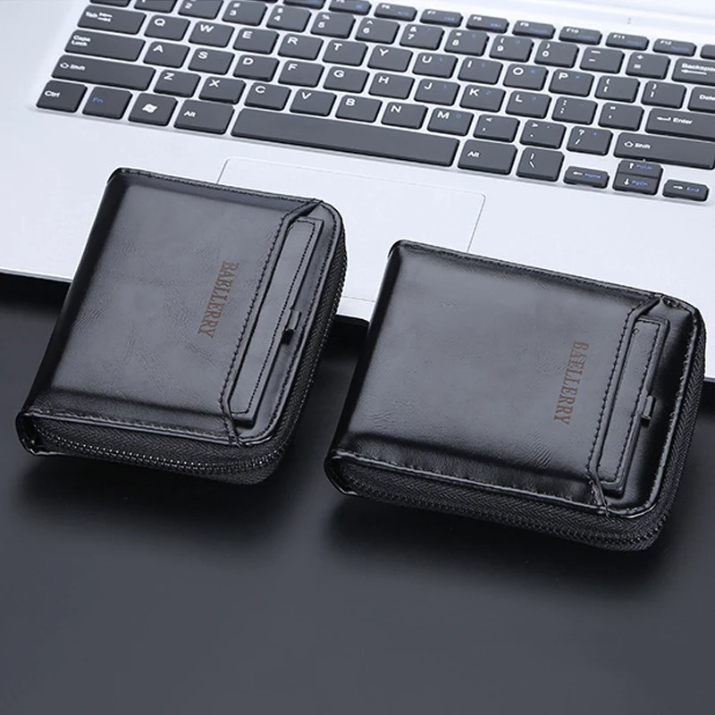 

New Men's Wallet PU Leather Short Multi-function Fashion Casual Card Holder Wallets for Men Cardholder Coin Purses with Zipper