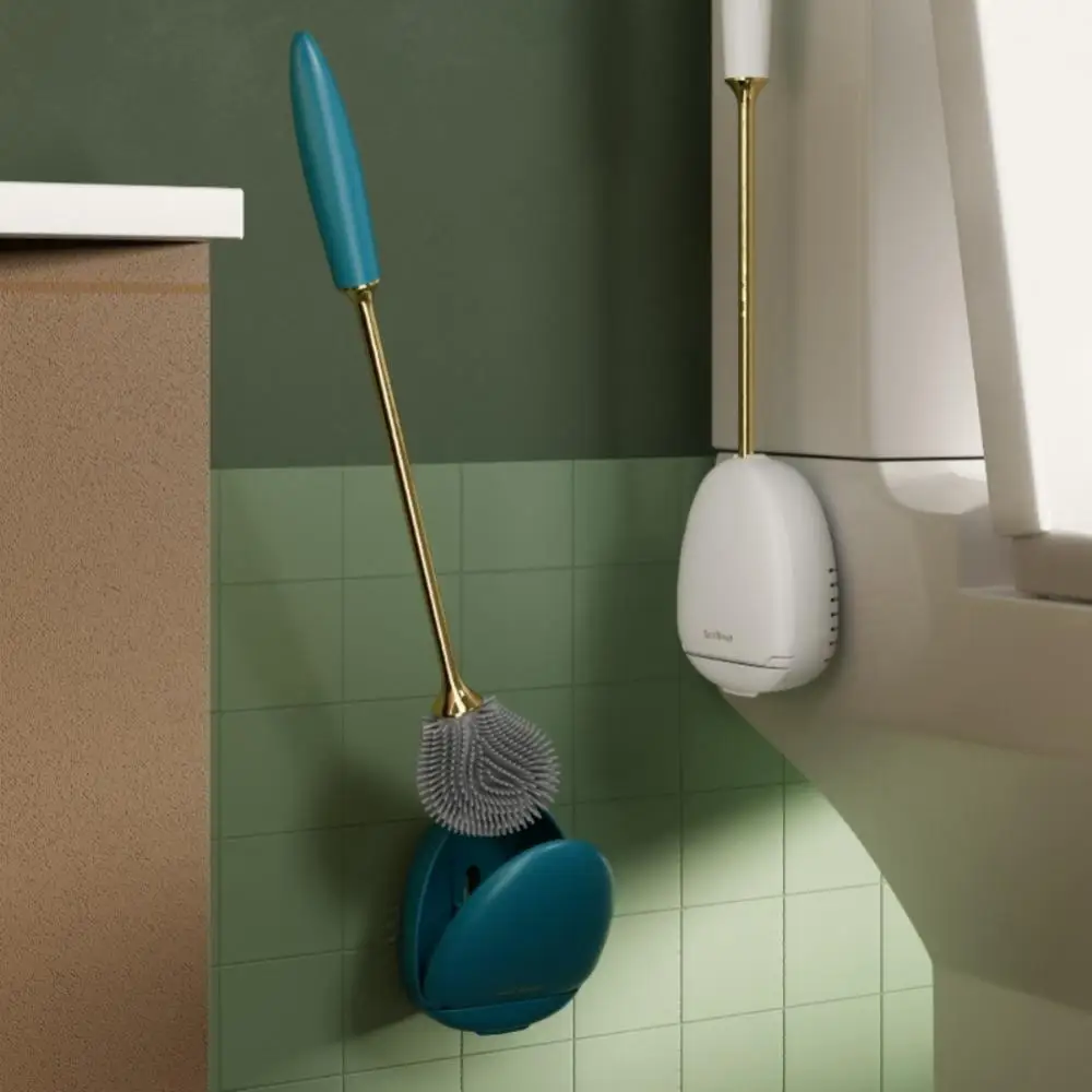 

With Holder Toilet Brush Silicone Brush Head Cleaning Brush Water Leak-proof Quick Drying Toilet Bowl Brush Bathroom Tool