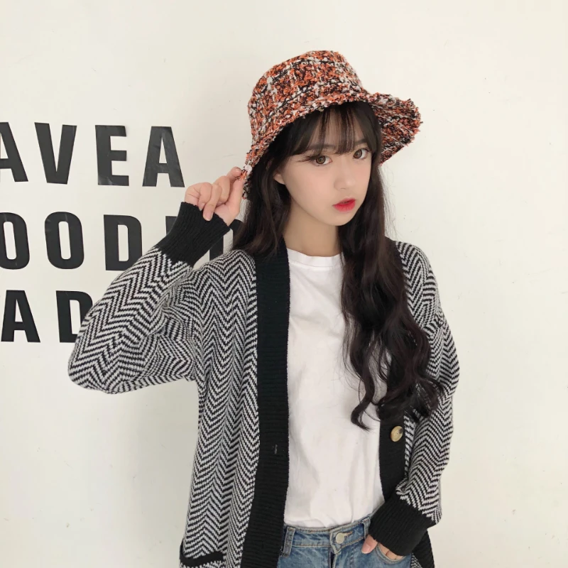 Осенняя Женская клетчатая Панама Боб уличная мини Солнцезащитная шляпа с