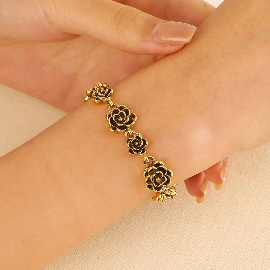1 шт. браслеты-цепочки с цветком для женщин золотые серебряные браслеты ColorLink на