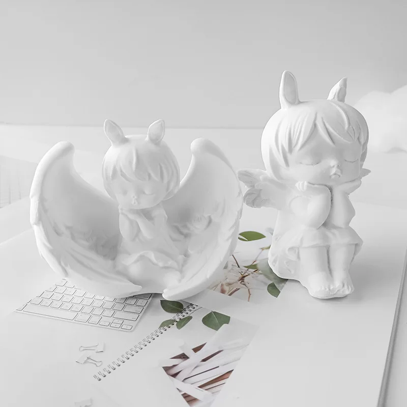 

DIY Plaster Doll Mold with Wings Angel Coloring Doll Plaster Abrasive Tool Princess Anne Candle Mould