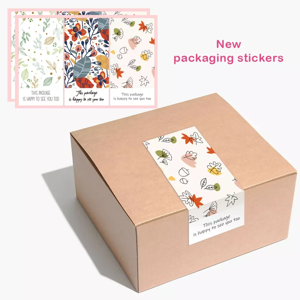 

10-50 Pcs "This Package Is Happy To See You Too" Stickers Seal Labels flower rectangle sticker wedding party gift decoration