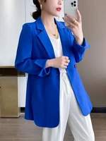 fashion elegant female blazer 2022 korean loose casual all match klein blue blazer temperament simple commute woman jackets