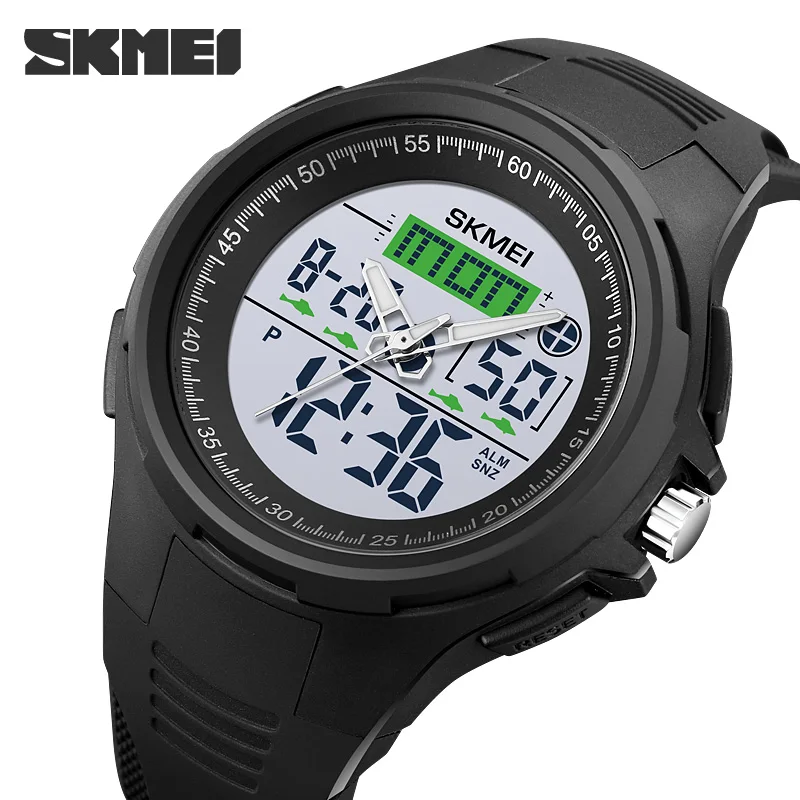 

SKMEI Brand Men Sports Watches Dual Display Analog Digital LED Electronic Quartz Wristwatches Waterproof Swimming Military Watch