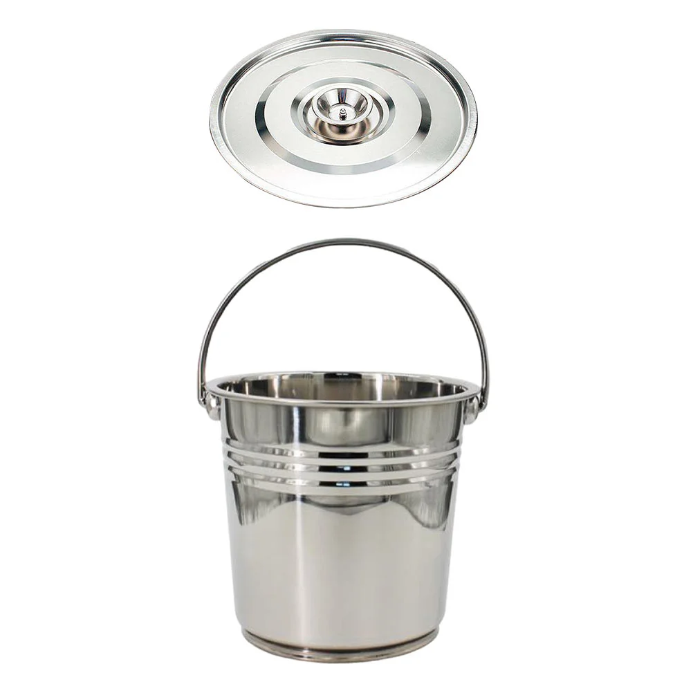 

Bucket Ice Pail Sand Metal Water Foodlid Holder Steel Beach Stainless Container Trashhandheld Iron Pet Prep Beverage Rubbish