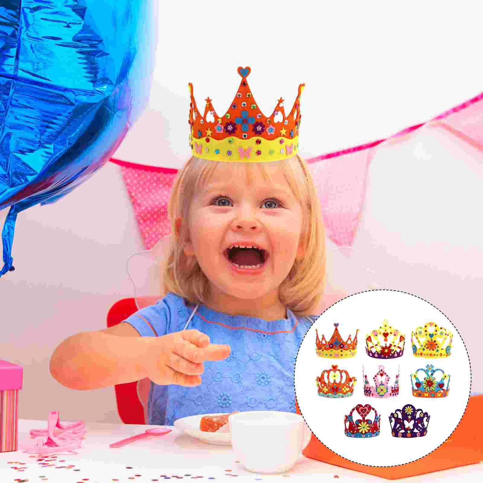 8pcs DIY Felt Crowns Birthday Crowns for Kids Classroom Star Student Crowns