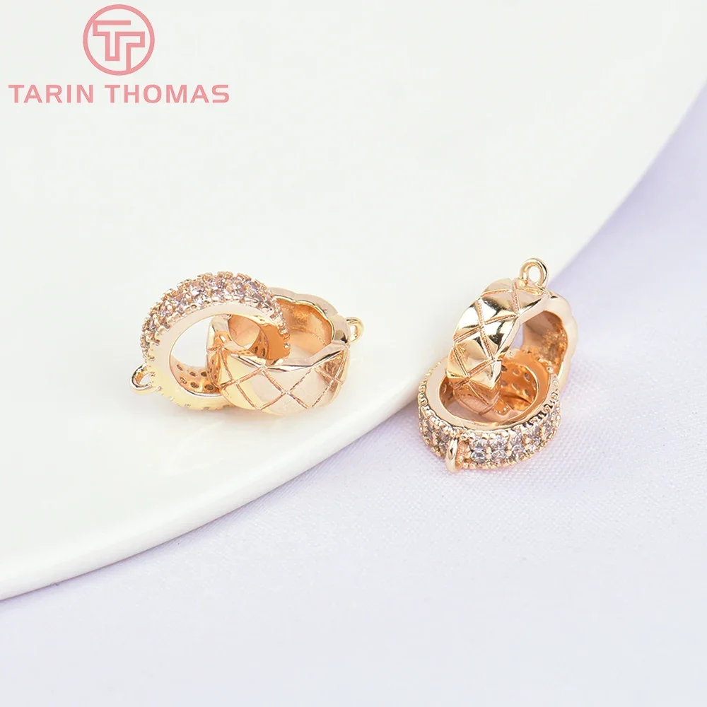 (5722) 4 шт. 8 мм 24 К золотой цвет латунь с цирконием круглые подвески высокое