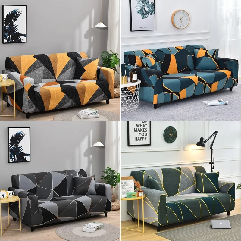 

1/2/3/4 Seater Geometric Sofa Cover Stretch Spandex L Shape Sofa Covers Washable Chaise Longue Couch Slipcovers for Living Room
