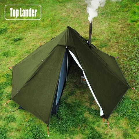 Палатка для кемпинга с окошком для дымохода, сверхлегкая палатка для пирамиды типи, двухслойная палатка для бушкрафта, 1 человек, горячая палатка