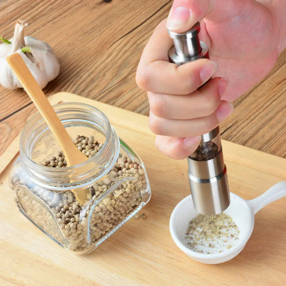 

Pepper Mill Grinder 2 In 1 Stainless Steel Manual Salt Pepper Grinder Seasoning Kitchen Tools Sauce Grinders for Cooking Tool