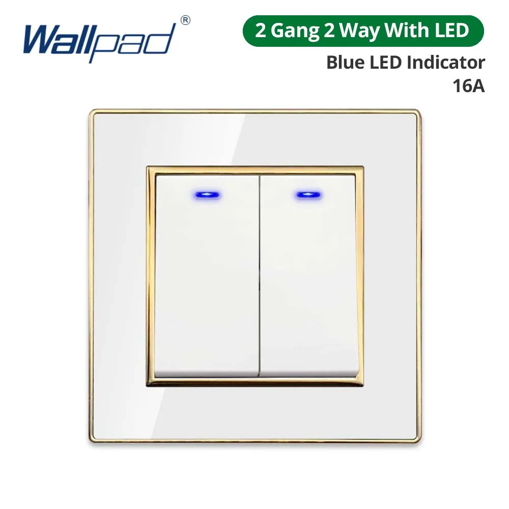 Wallpad белая акриловая панель с золотой рамкой 2-позиционный выключатель со светодиодом с розеткой USB
