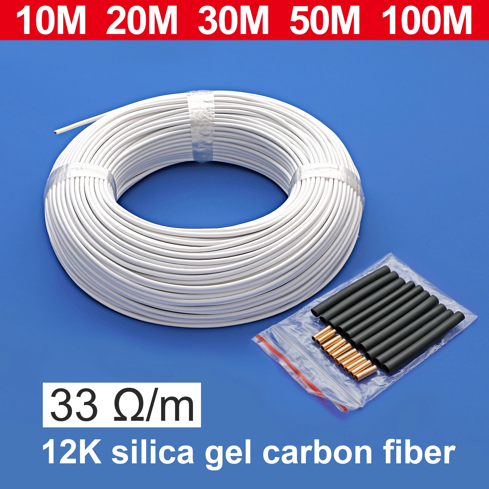 

Carbon fiber floor heating cable Carbon fiber heating wire Electric heating wire New type infrared heating cable10/20/30/50/100m