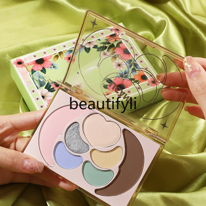 Диск для теней семь цветов румяна с высоким блеском груминга земли цвет зеленый