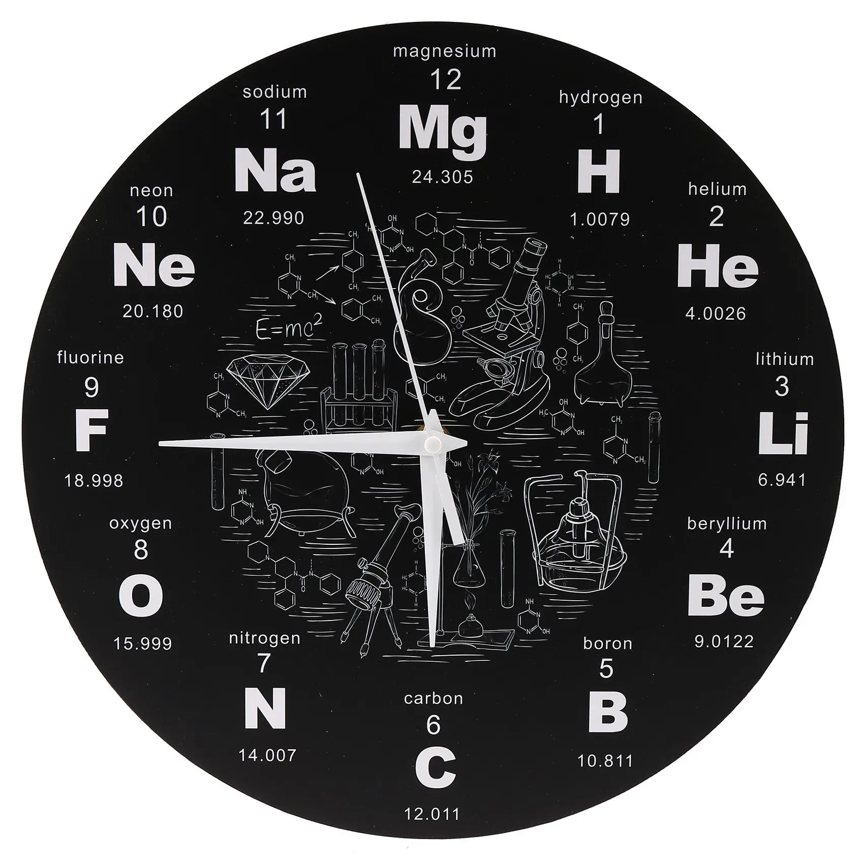 

Periodic Table of Elements Wall Art Symbols Wall Clock Educational ElementaL Display Classroom Clock Gift Black
