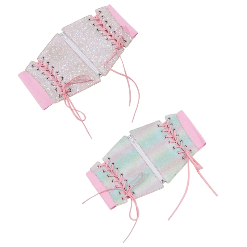 

Lace-Up Cinchs Elastic Belt for Dress Wide Dress Belt Pink Corset Belt For Women